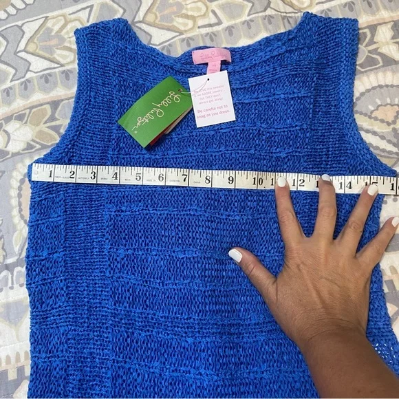 Lilly Pulitzer Blue Sleeveless Knit Top with Fringe - Picture 10 of 10